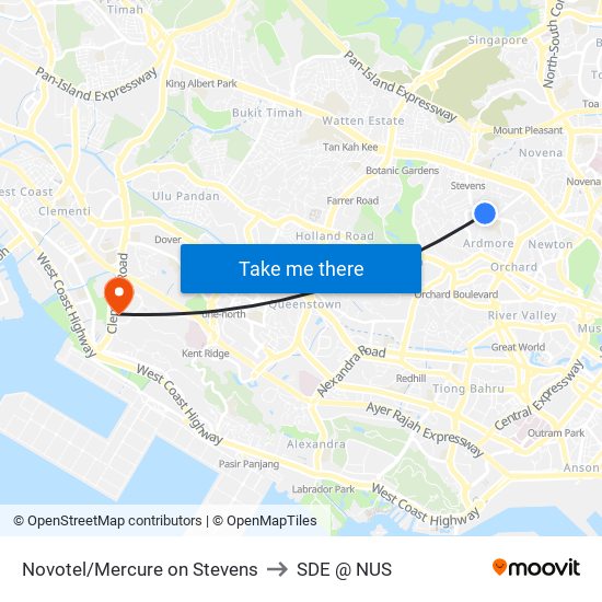 Novotel/Mercure on Stevens to SDE @ NUS map