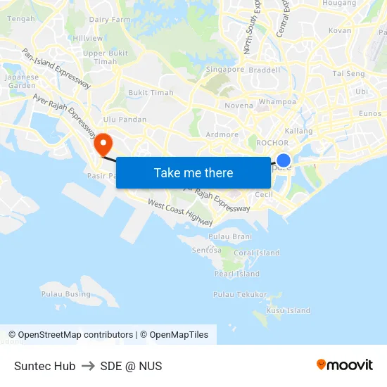 Suntec Hub to SDE @ NUS map