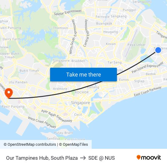 Our Tampines Hub, South Plaza to SDE @ NUS map