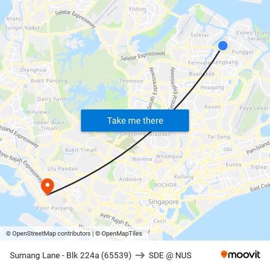 Sumang Lane - Blk 224a (65539) to SDE @ NUS map