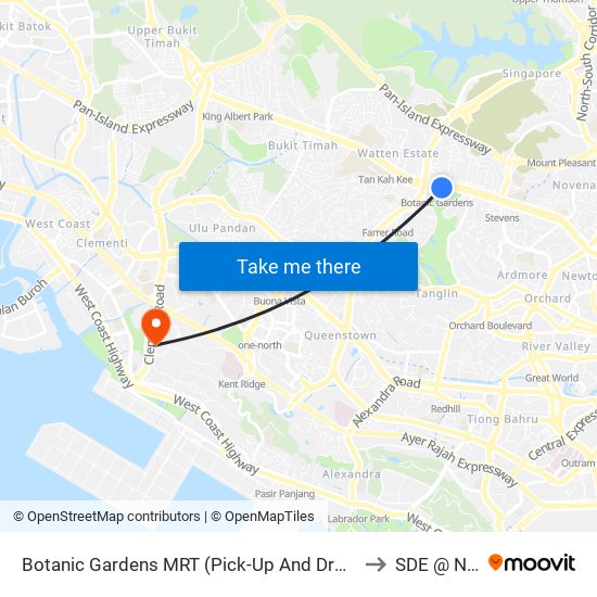 Botanic Gardens MRT (Pick-Up And Drop Off) to SDE @ NUS map