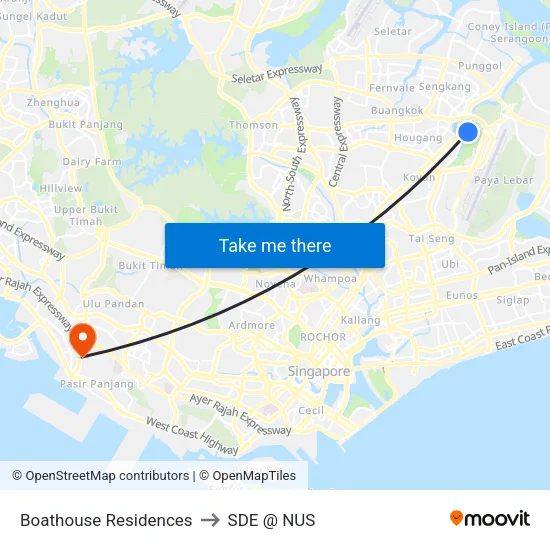 Boathouse Residences to SDE @ NUS map