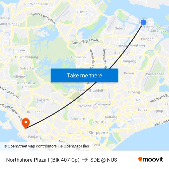 Northshore Plaza I (Blk 407 Cp) to SDE @ NUS map