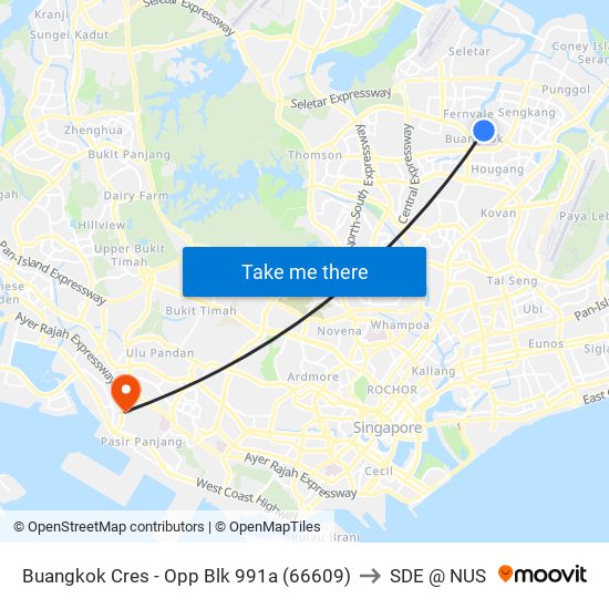 Buangkok Cres - Opp Blk 991a (66609) to SDE @ NUS map