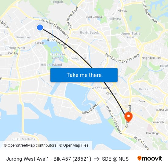 Jurong West Ave 1 - Blk 457 (28521) to SDE @ NUS map