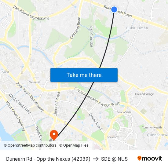 Dunearn Rd - Opp the Nexus (42039) to SDE @ NUS map