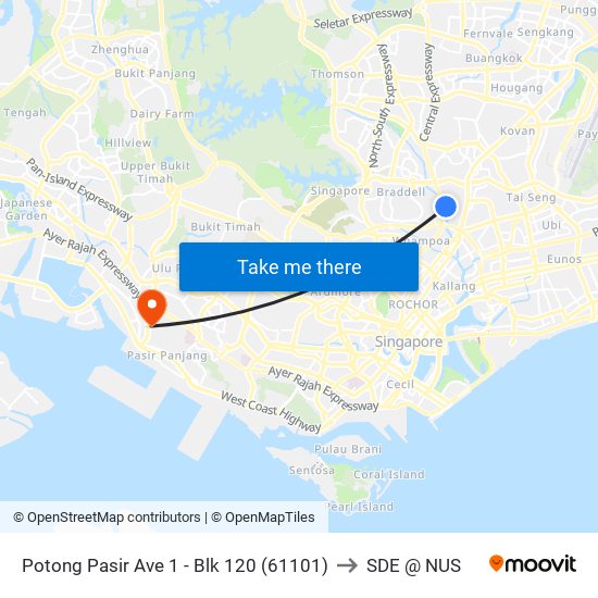 Potong Pasir Ave 1 - Blk 120 (61101) to SDE @ NUS map