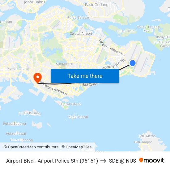Airport Blvd - Airport Police Stn (95151) to SDE @ NUS map