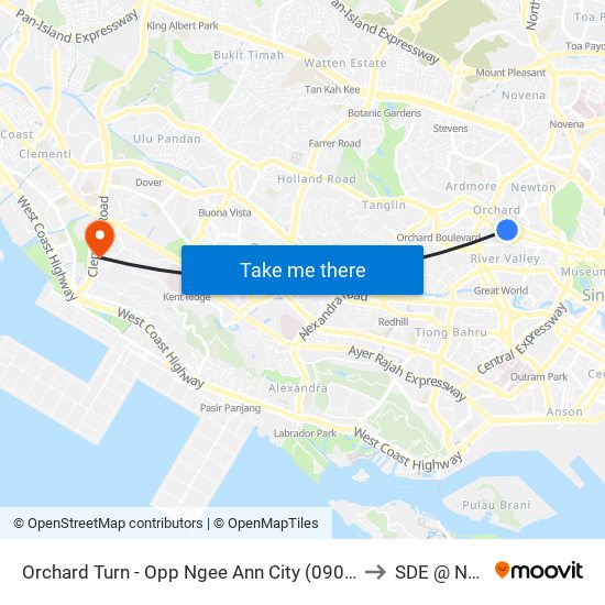 Orchard Turn - Opp Ngee Ann City (09011) to SDE @ NUS map