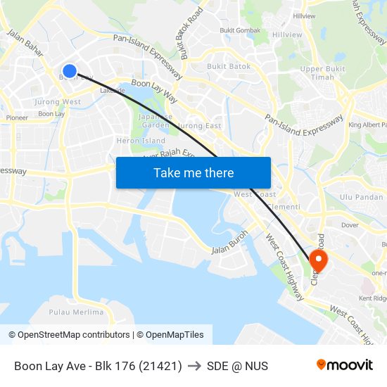 Boon Lay Ave - Blk 176 (21421) to SDE @ NUS map