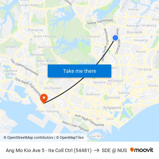 Ang Mo Kio Ave 5 - Ite Coll Ctrl (54481) to SDE @ NUS map