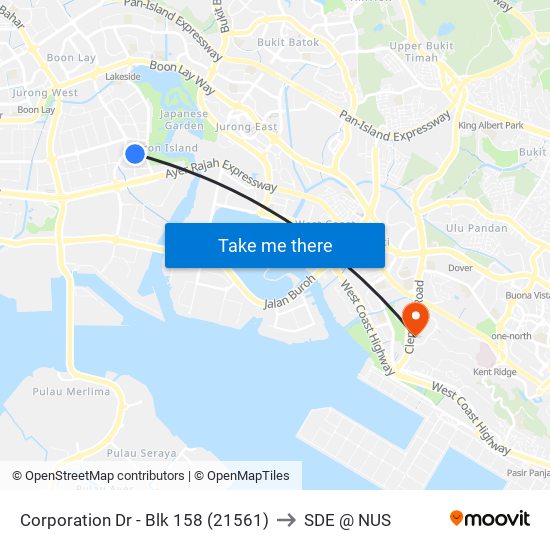 Corporation Dr - Blk 158 (21561) to SDE @ NUS map