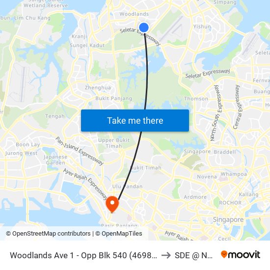 Woodlands Ave 1 - Opp Blk 540 (46989) to SDE @ NUS map