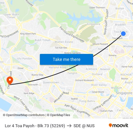 Lor 4 Toa Payoh - Blk 73 (52269) to SDE @ NUS map