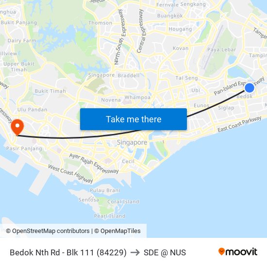 Bedok Nth Rd - Blk 111 (84229) to SDE @ NUS map