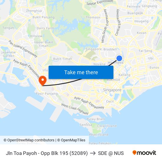 Jln Toa Payoh - Opp Blk 195 (52089) to SDE @ NUS map