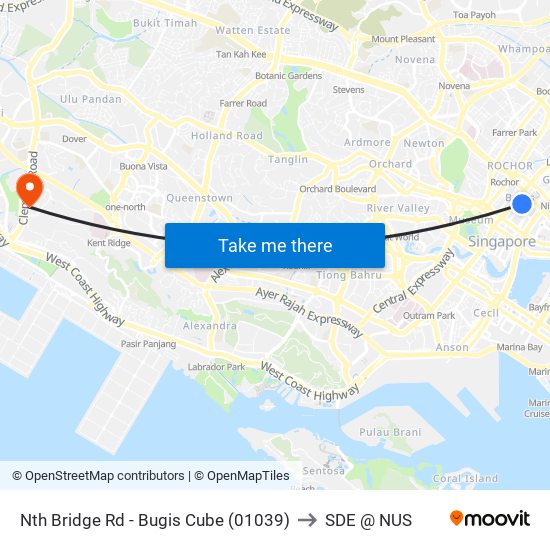 Nth Bridge Rd - Bugis Cube (01039) to SDE @ NUS map