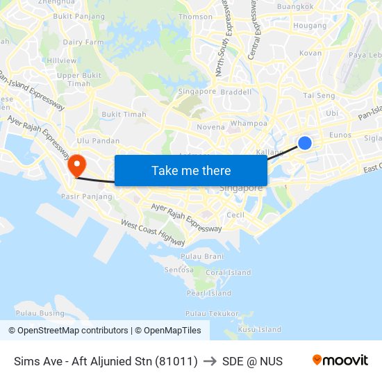 Sims Ave - Aft Aljunied Stn (81011) to SDE @ NUS map