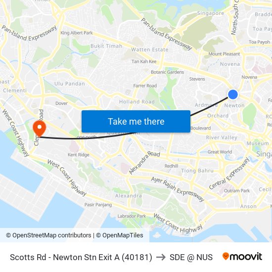 Scotts Rd - Newton Stn Exit A (40181) to SDE @ NUS map