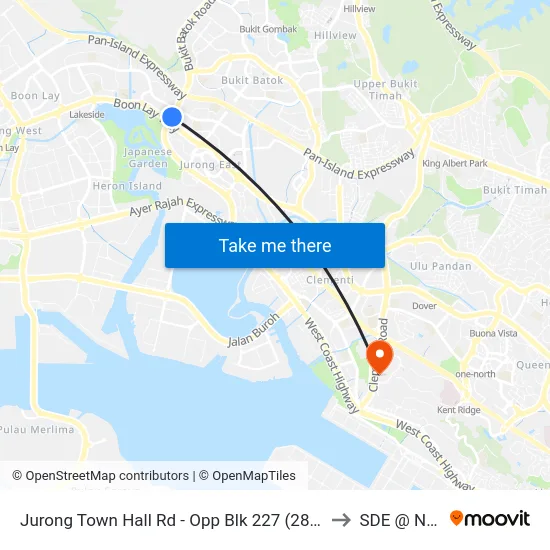 Jurong Town Hall Rd - Opp Blk 227 (28281) to SDE @ NUS map