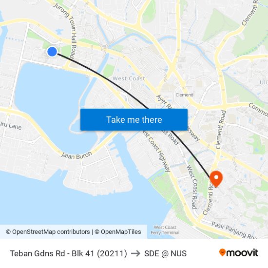 Teban Gdns Rd - Blk 41 (20211) to SDE @ NUS map