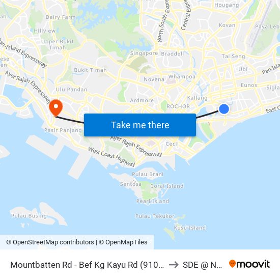 Mountbatten Rd - Bef Kg Kayu Rd (91091) to SDE @ NUS map