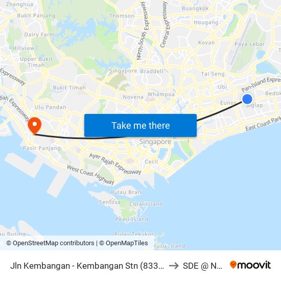 Jln Kembangan - Kembangan Stn (83321) to SDE @ NUS map