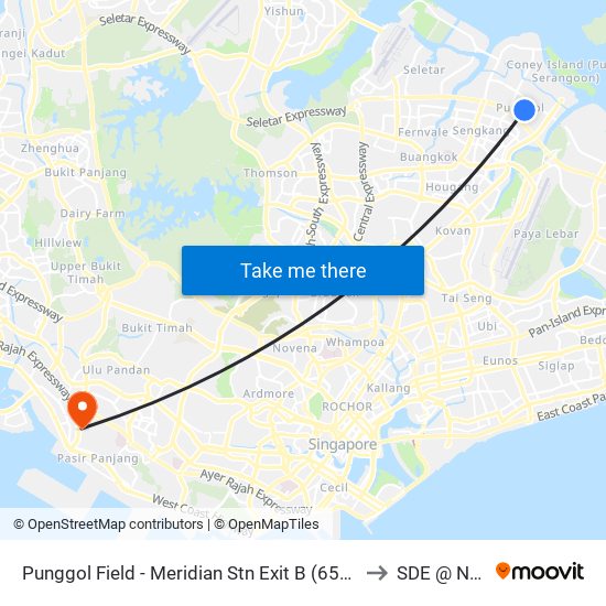Punggol Field - Meridian Stn Exit B (65161) to SDE @ NUS map