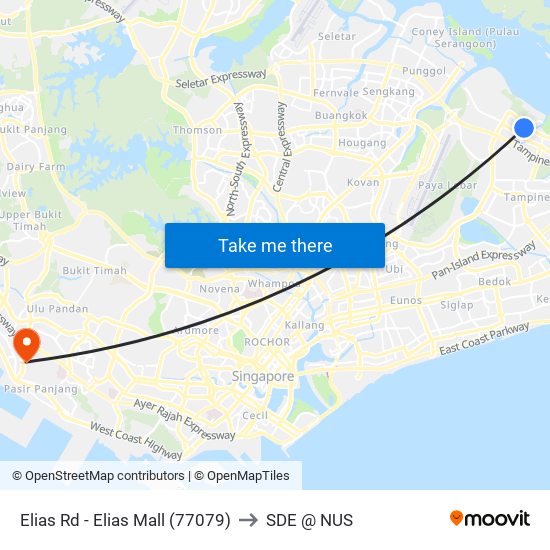 Elias Rd - Elias Mall (77079) to SDE @ NUS map