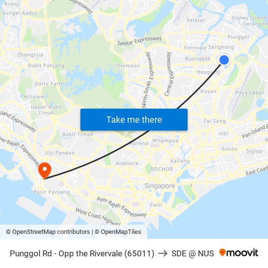 Punggol Rd - Opp the Rivervale (65011) to SDE @ NUS map