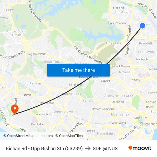 Bishan Rd - Opp Bishan Stn (53239) to SDE @ NUS map