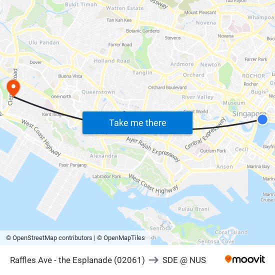 Raffles Ave - the Esplanade (02061) to SDE @ NUS map