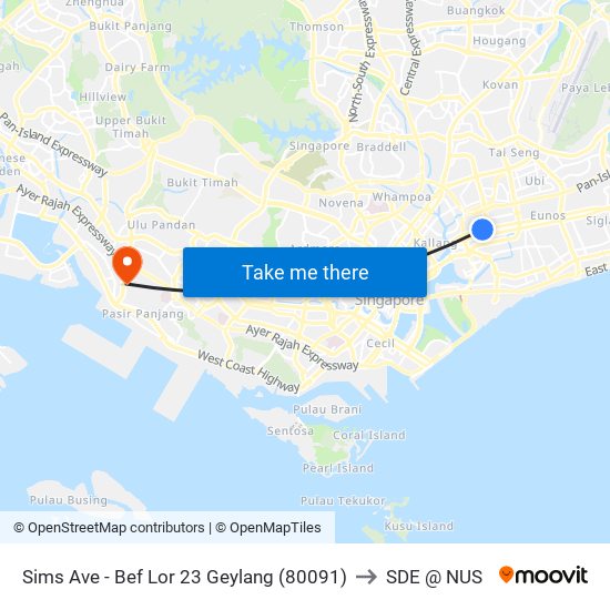 Sims Ave - Bef Lor 23 Geylang (80091) to SDE @ NUS map