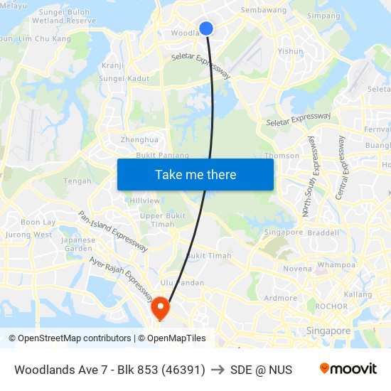 Woodlands Ave 7 - Blk 853 (46391) to SDE @ NUS map