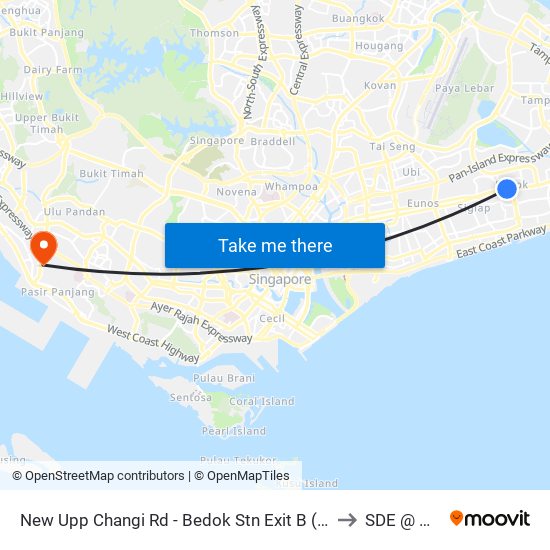 New Upp Changi Rd - Bedok Stn Exit B (84031) to SDE @ NUS map