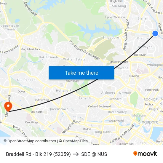 Braddell Rd - Blk 219 (52059) to SDE @ NUS map