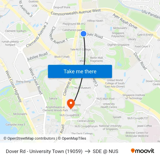 Dover Rd - University Town (19059) to SDE @ NUS map