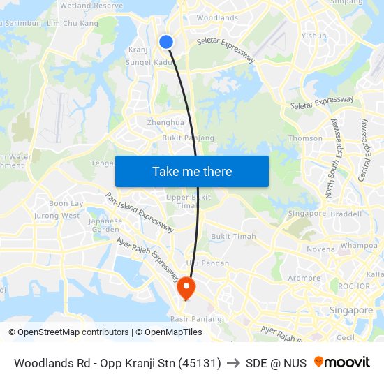 Woodlands Rd - Opp Kranji Stn (45131) to SDE @ NUS map