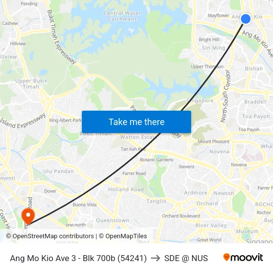 Ang Mo Kio Ave 3 - Blk 700b (54241) to SDE @ NUS map
