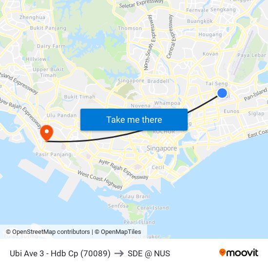 Ubi Ave 3 - Hdb Cp (70089) to SDE @ NUS map