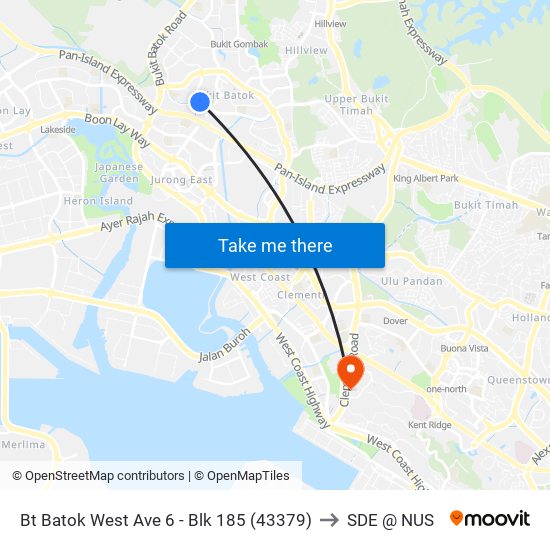 Bt Batok West Ave 6 - Blk 185 (43379) to SDE @ NUS map