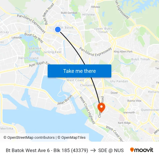 Bt Batok West Ave 6 - Blk 185 (43379) to SDE @ NUS map