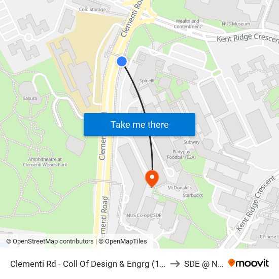 Clementi Rd - Coll Of Design & Engrg (16159) to SDE @ NUS map