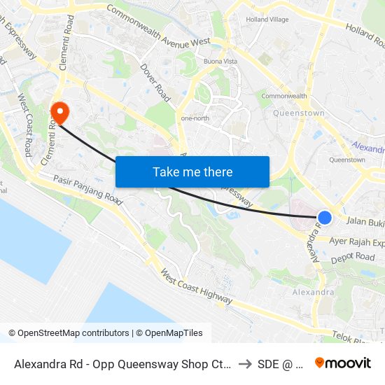 Alexandra Rd - Opp Queensway Shop Ctr (11519) to SDE @ NUS map