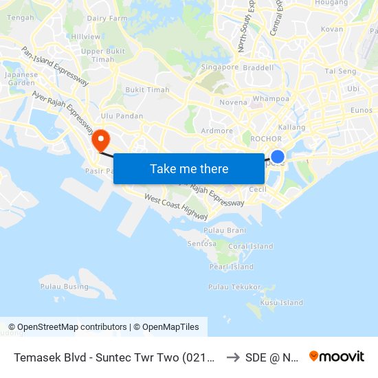 Temasek Blvd - Suntec Twr Two (02141) to SDE @ NUS map