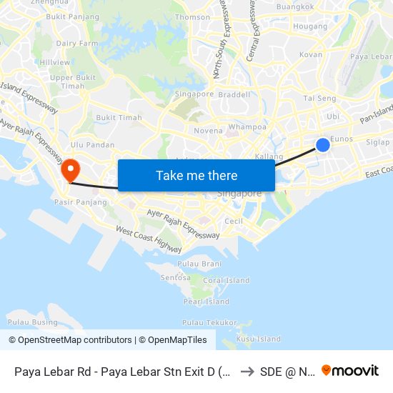 Paya Lebar Rd - Paya Lebar Stn Exit D (81129) to SDE @ NUS map