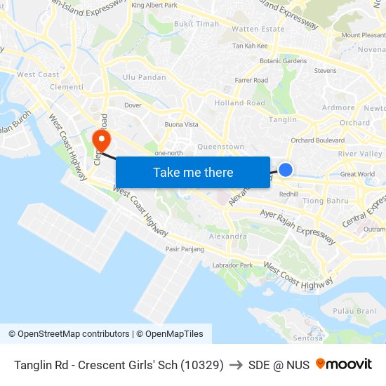 Tanglin Rd - Crescent Girls' Sch (10329) to SDE @ NUS map