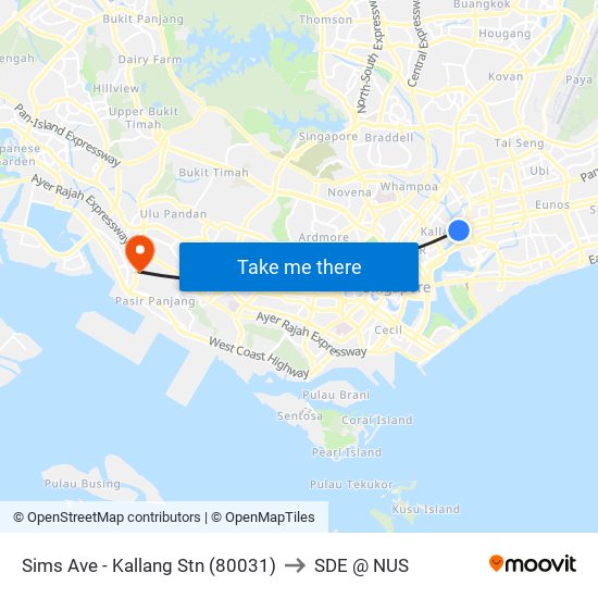 Sims Ave - Kallang Stn (80031) to SDE @ NUS map