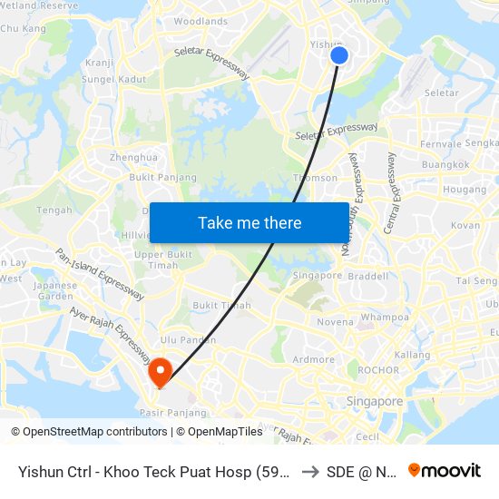 Yishun Ctrl - Khoo Teck Puat Hosp (59341) to SDE @ NUS map