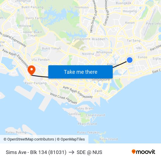 Sims Ave - Blk 134 (81031) to SDE @ NUS map